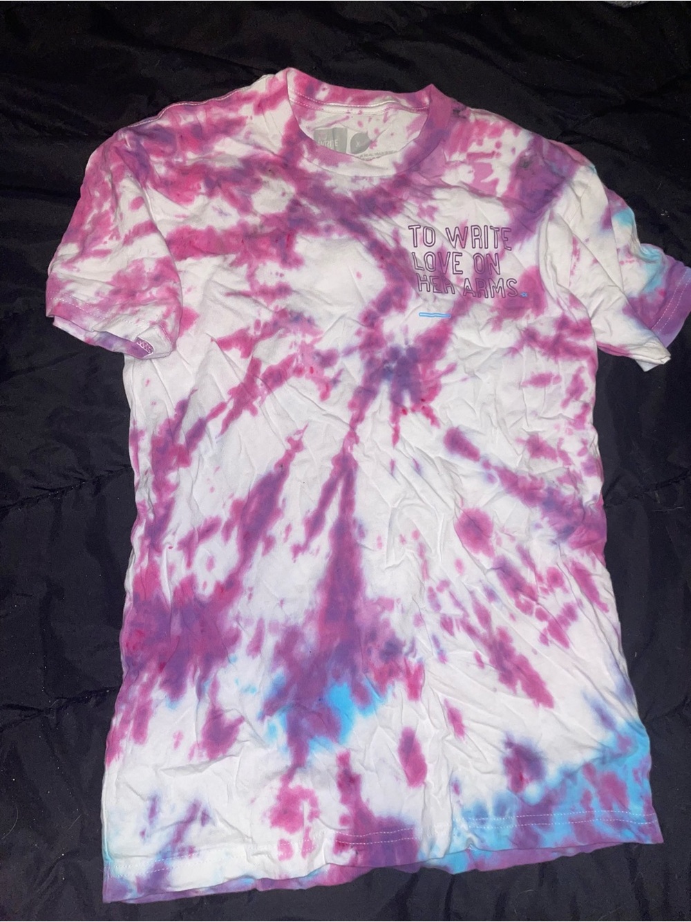 Twloha to write love on her arms Tie-Dye Short Sleeve Tee - Pink & Blue size xs